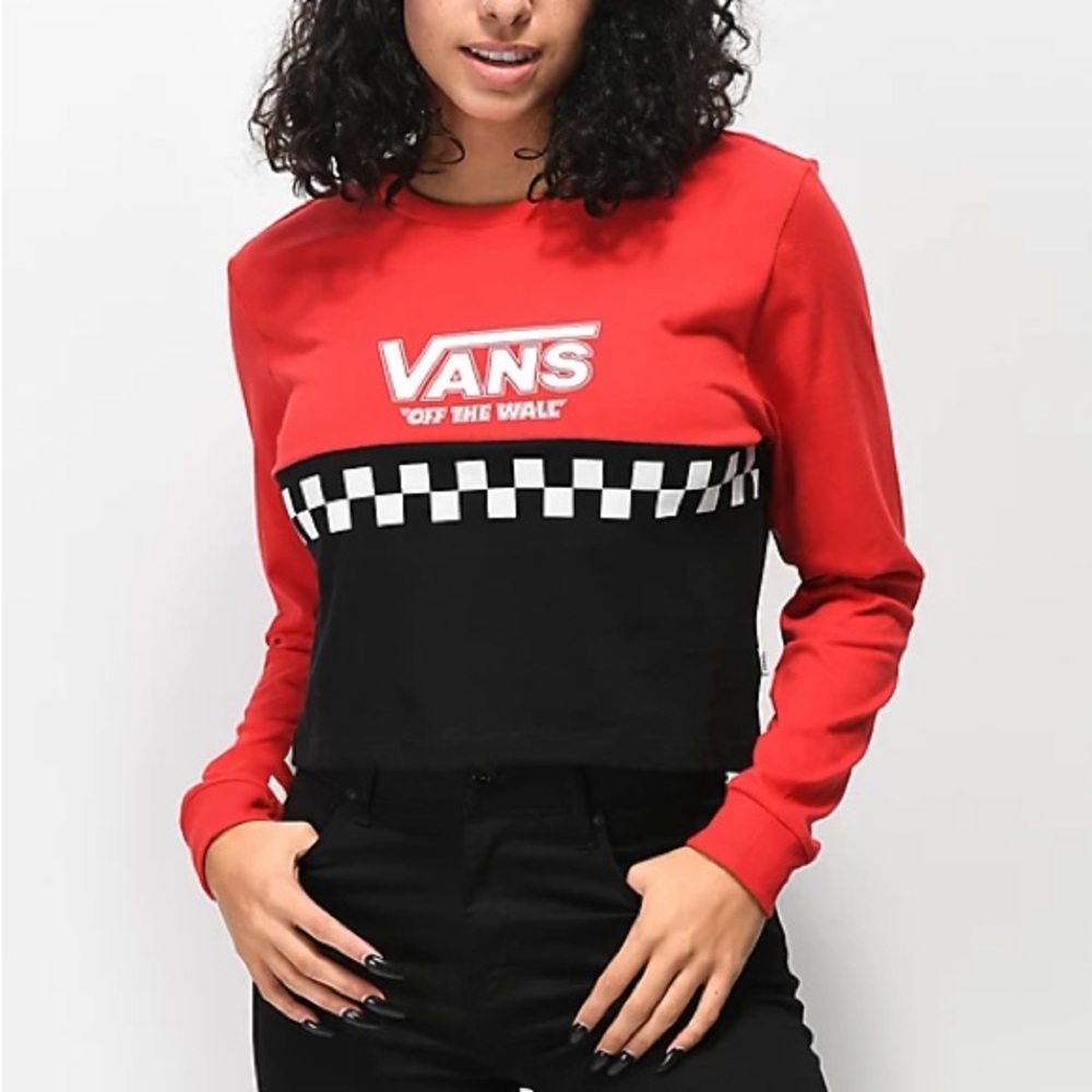 Vans color block checkered crop top